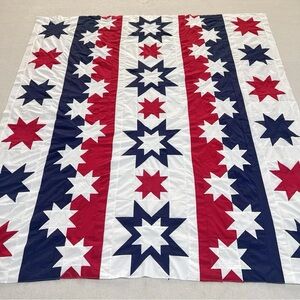Handmade Stars of Victory 100%Cotton Queen size Patchwork Quilt Top/Topper